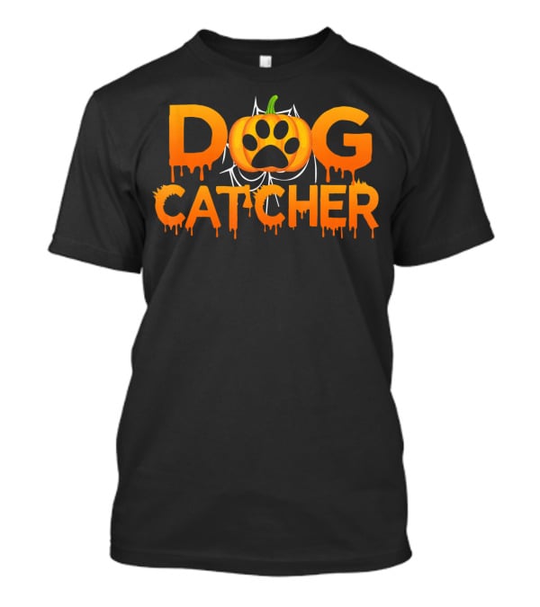 Dog Catcher Halloween Pumpkin Paw Prints T-Shirt