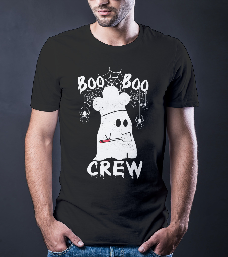 Boo Boo Crew Chef Ghost Halloween Spiders Webs T-Shirt