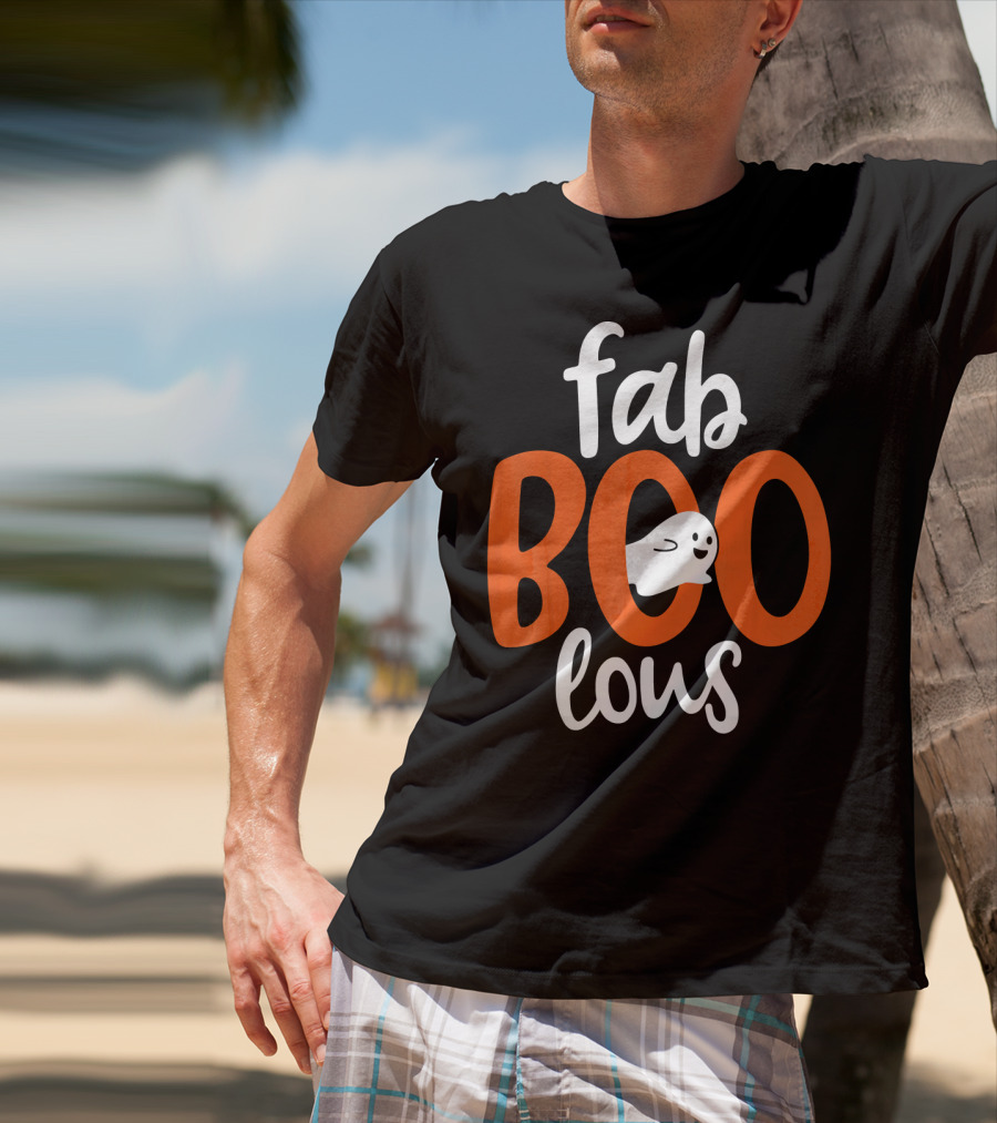Fab BOO Lous Funny Fabulous Halloween Cel Ghost Image T-Shirt