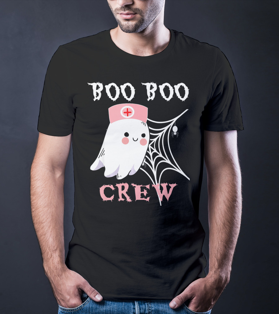 Boo Boo Crew Nurse Ghost With Web And Spider T-Shirt