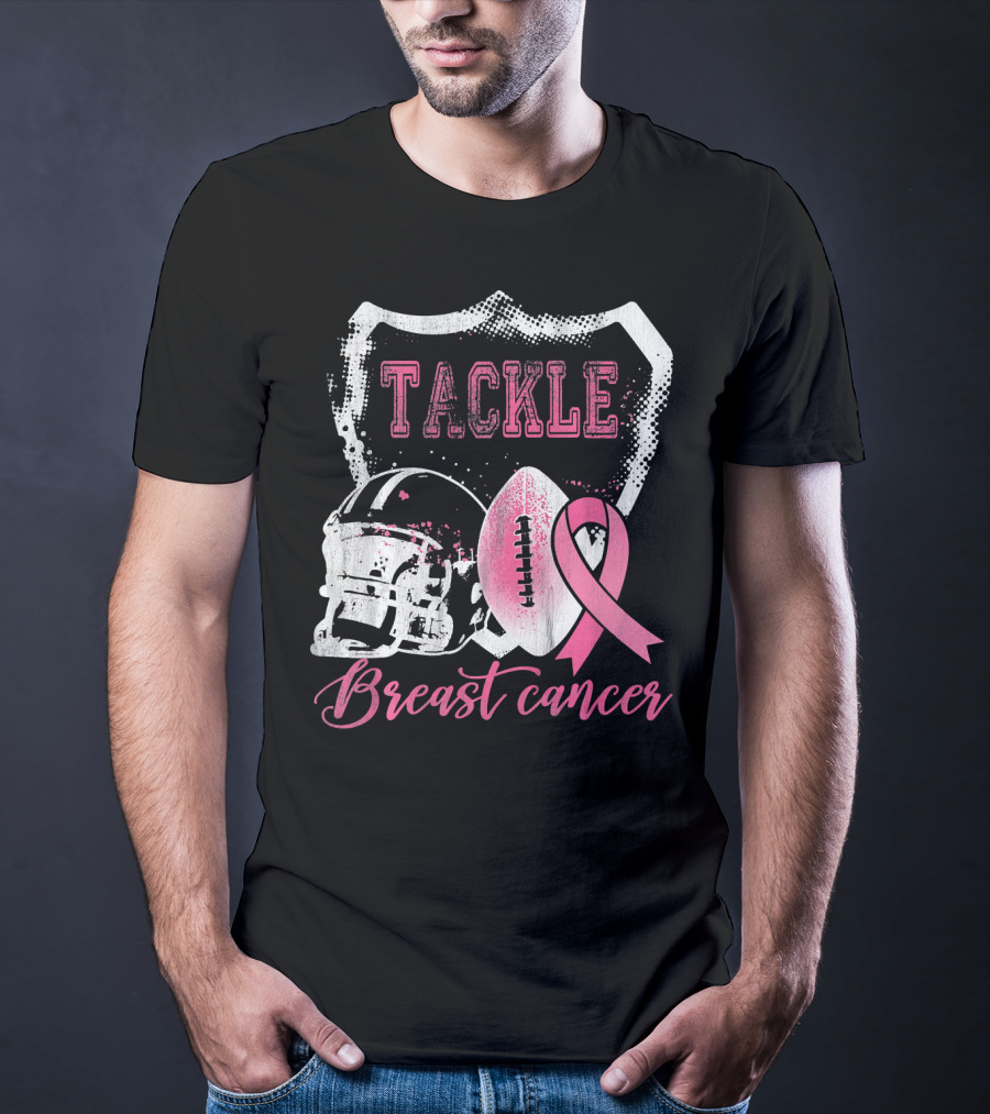 Tackle Breast Cancer Football Survivorship Awareness T-Shirt