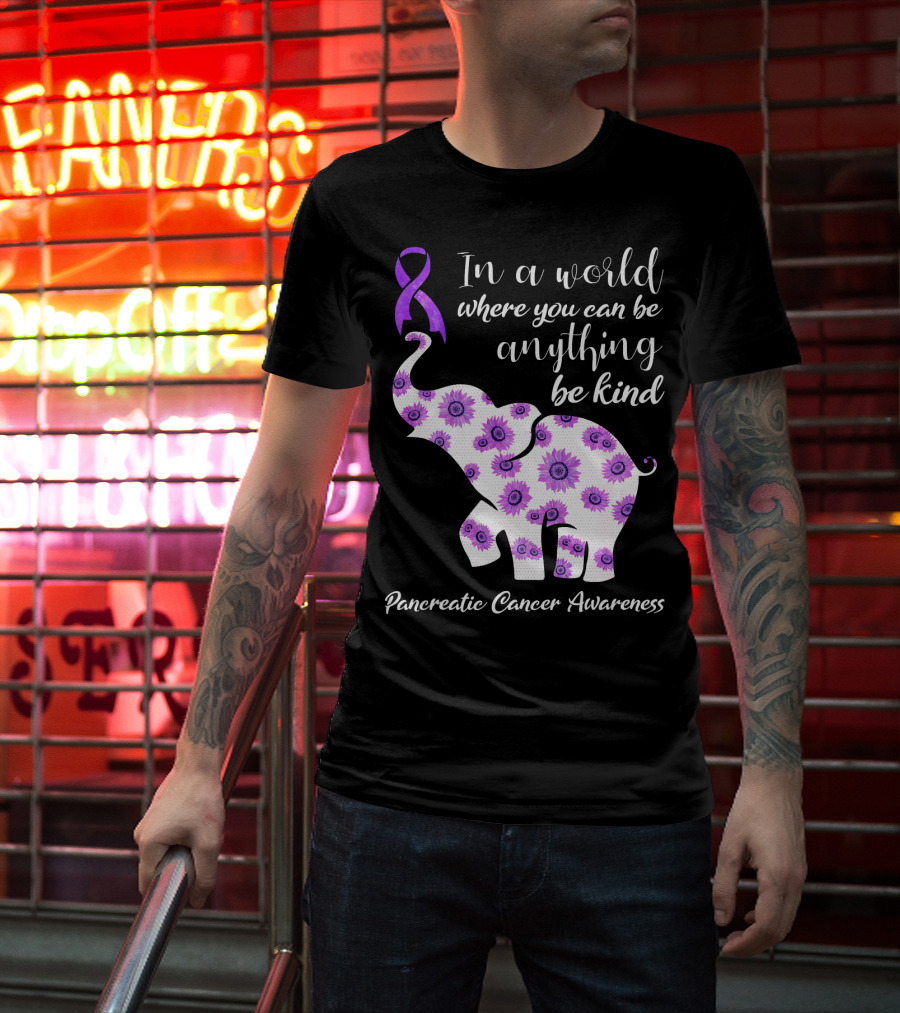 In A World Where You Can Be Anything Be Kind Pancreatic Cancer Awareness T-Shirt
