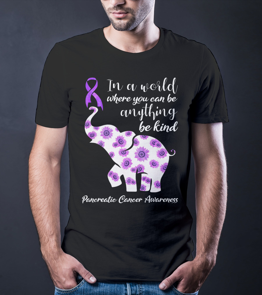 In A World Where You Can Be Anything Be Kind Pancreatic Cancer Awareness T-Shirt