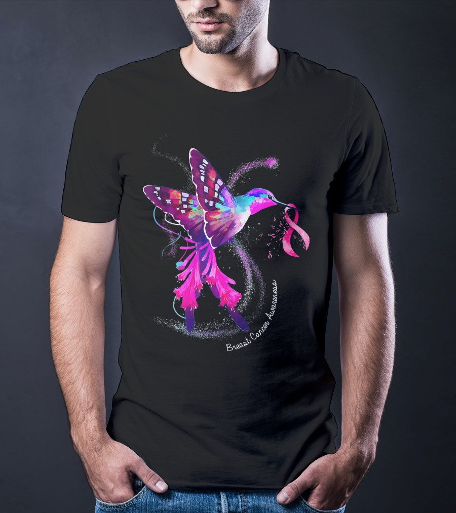 Hummingbird Breast Cancer Awareness Pink T-Shirt