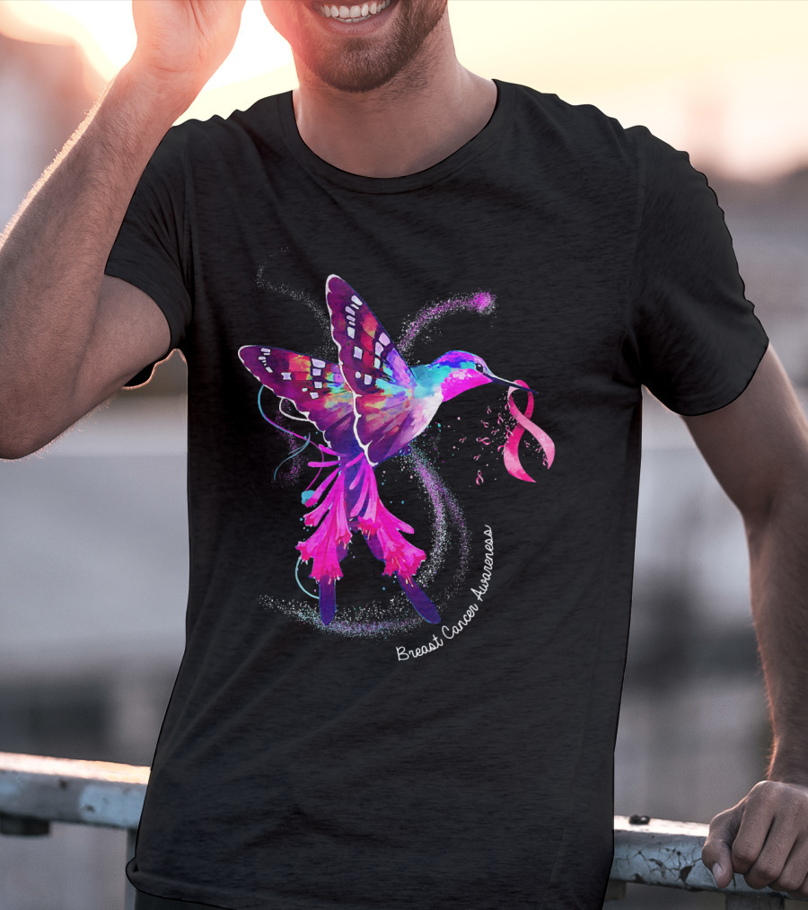 Hummingbird Breast Cancer Awareness Pink T-Shirt