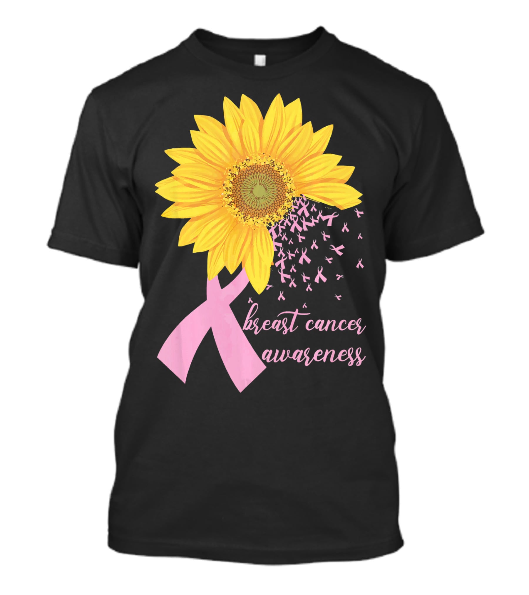 Breast Cancer Awareness Sunflower Pink Ribbon T-Shirt