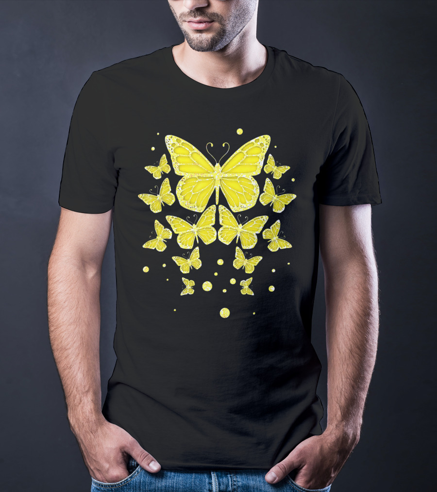 Sarcoma Cancer Awareness Yellow Butterflies T-Shirt