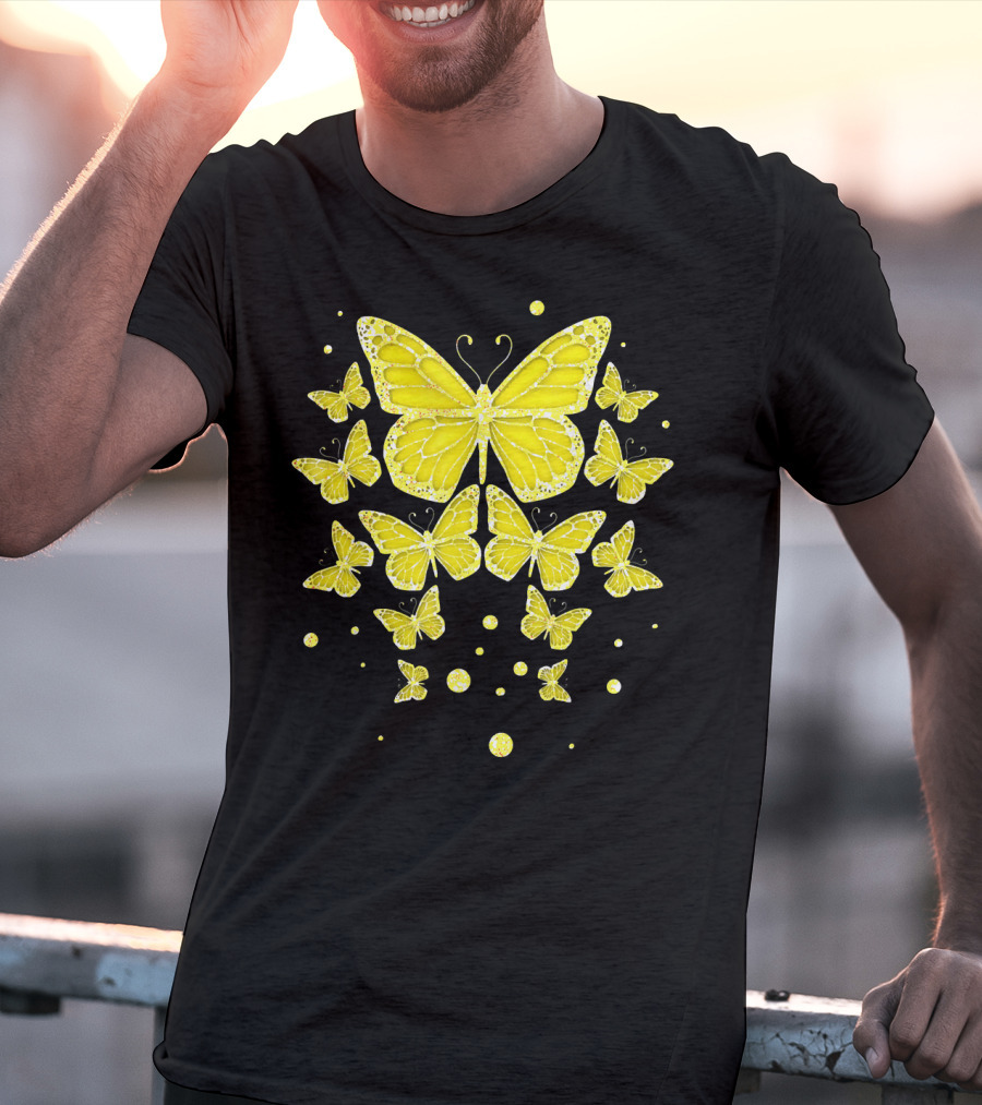 Sarcoma Cancer Awareness Yellow Butterflies T-Shirt