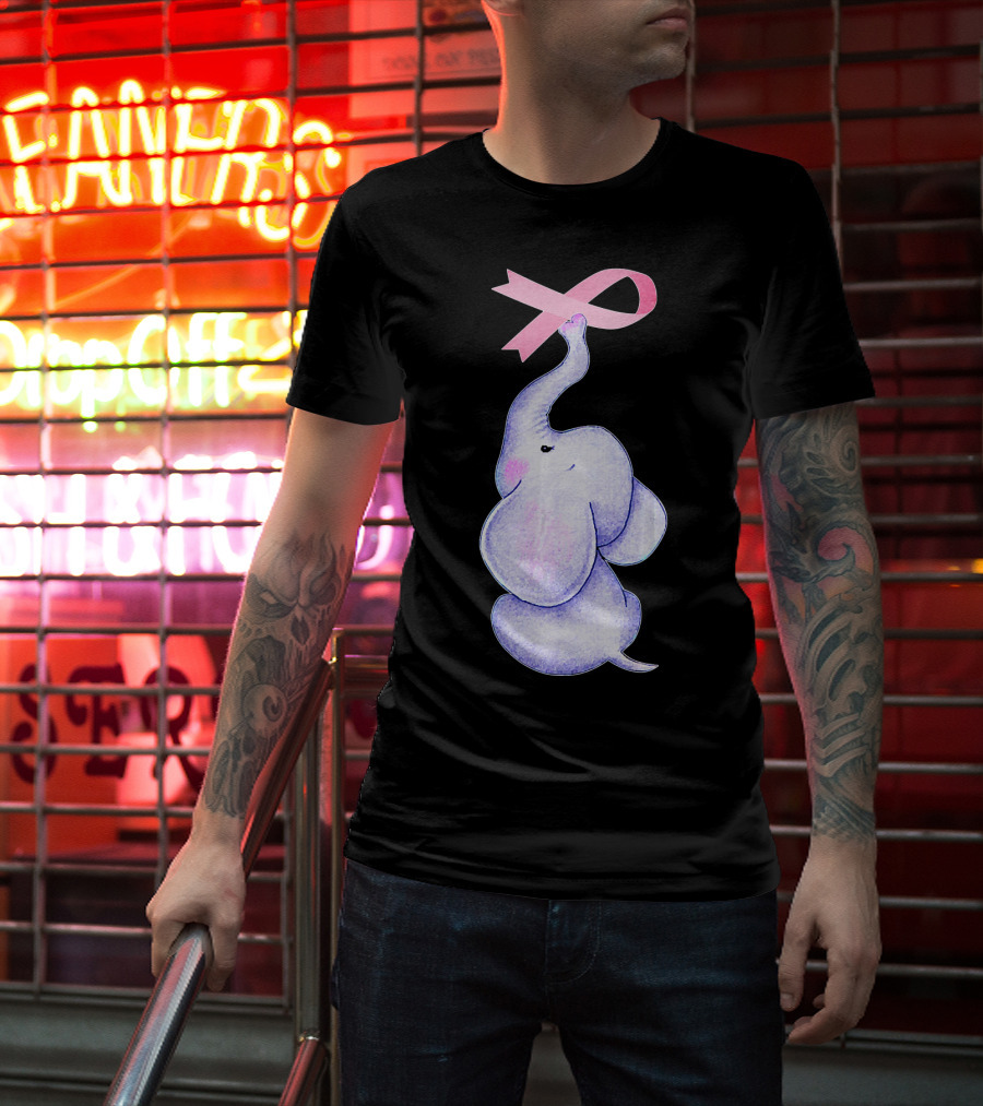 Breast Cancer Awareness Pink Ribbon Elephant T-Shirt