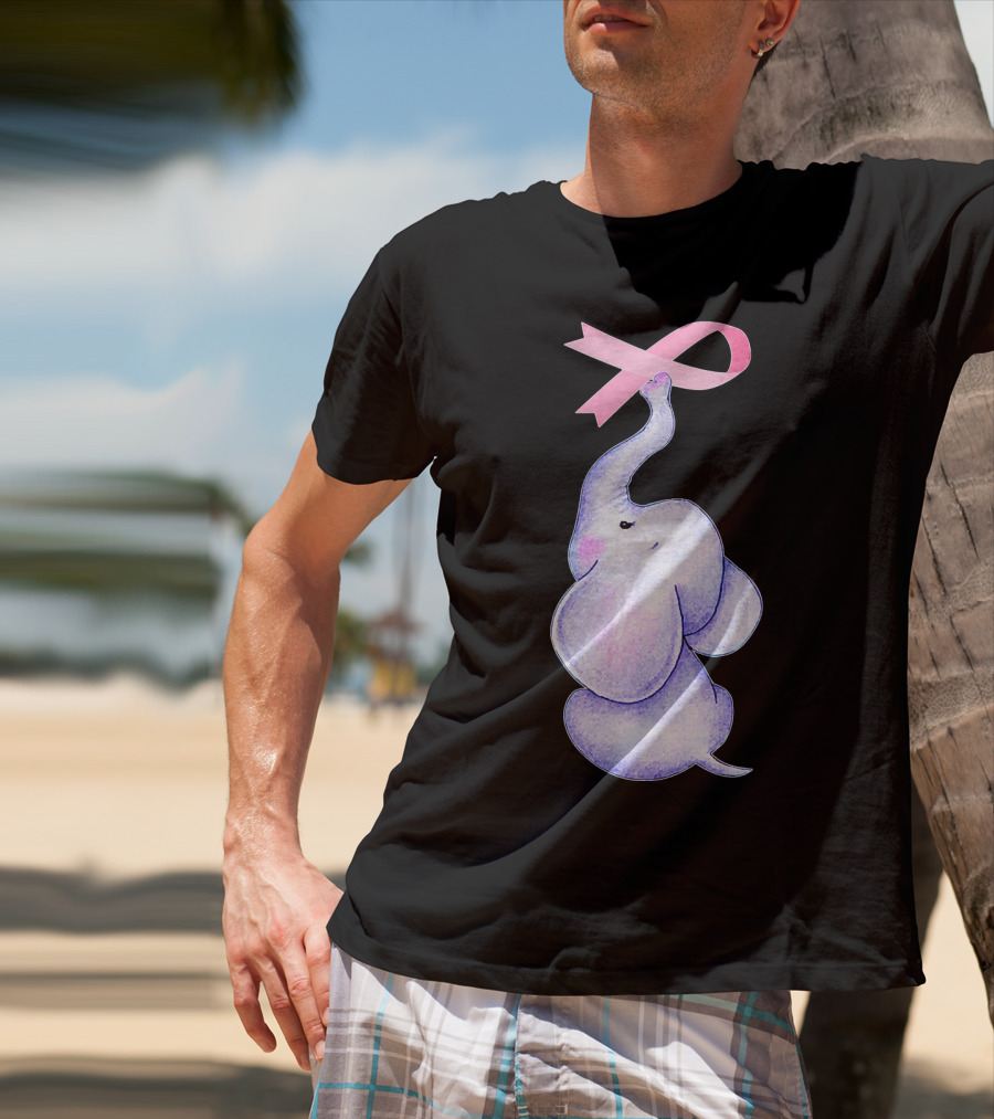 Breast Cancer Awareness Pink Ribbon Elephant T-Shirt