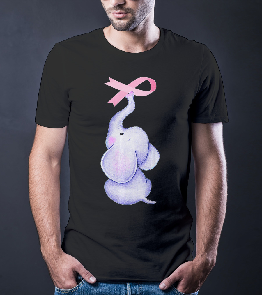 Breast Cancer Awareness Pink Ribbon Elephant T-Shirt