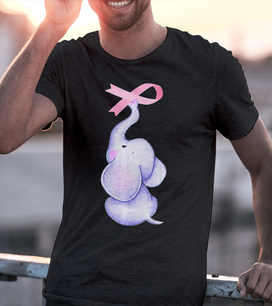 Breast Cancer Awareness Pink Ribbon Elephant T-Shirt