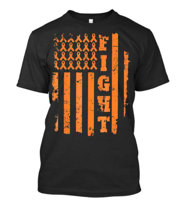 Fight Leukemia Cancer Awareness Ribbon Flag T-Shirt