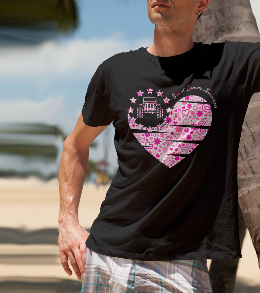 Breast Cancer Awareness Jeep Heart T-Shirt