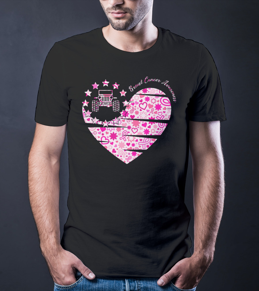 Breast Cancer Awareness Jeep Heart T-Shirt
