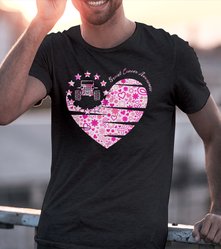 Breast Cancer Awareness Jeep Heart T-Shirt