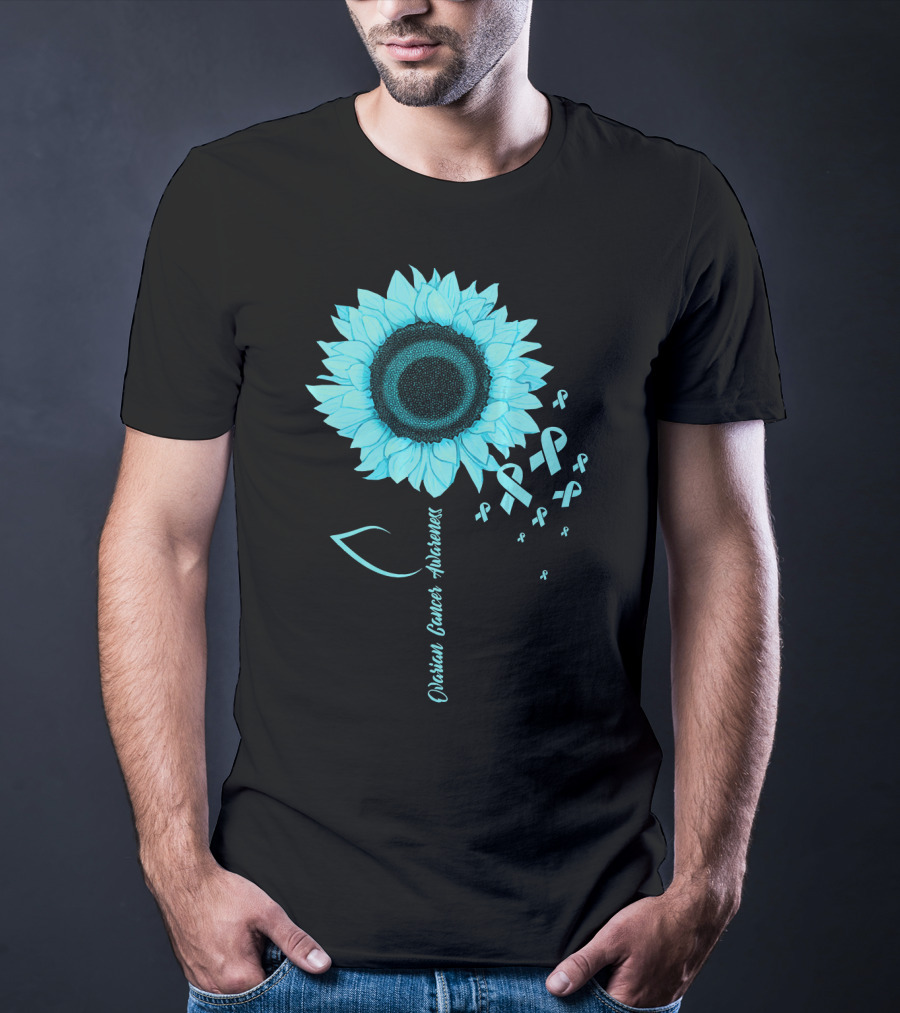 Ovarian Cancer Awareness Sunflower Ribbon T-Shirt