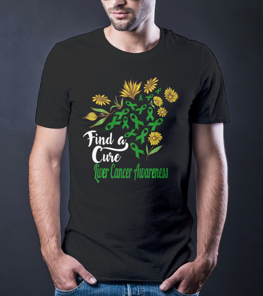 Find A Cure Liver Cancer Awareness Sunflower Ribbons T-Shirt