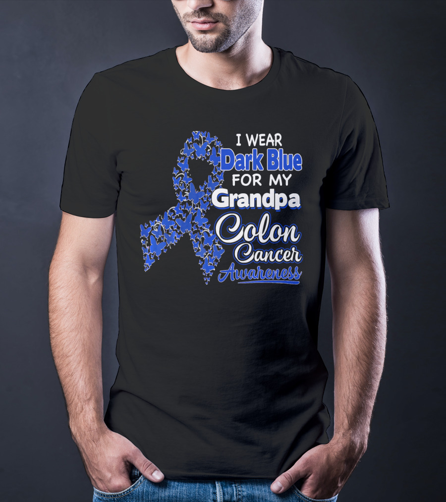 I Wear Dark Blue For My Grandpa Colon Cancer Awareness T-Shirt