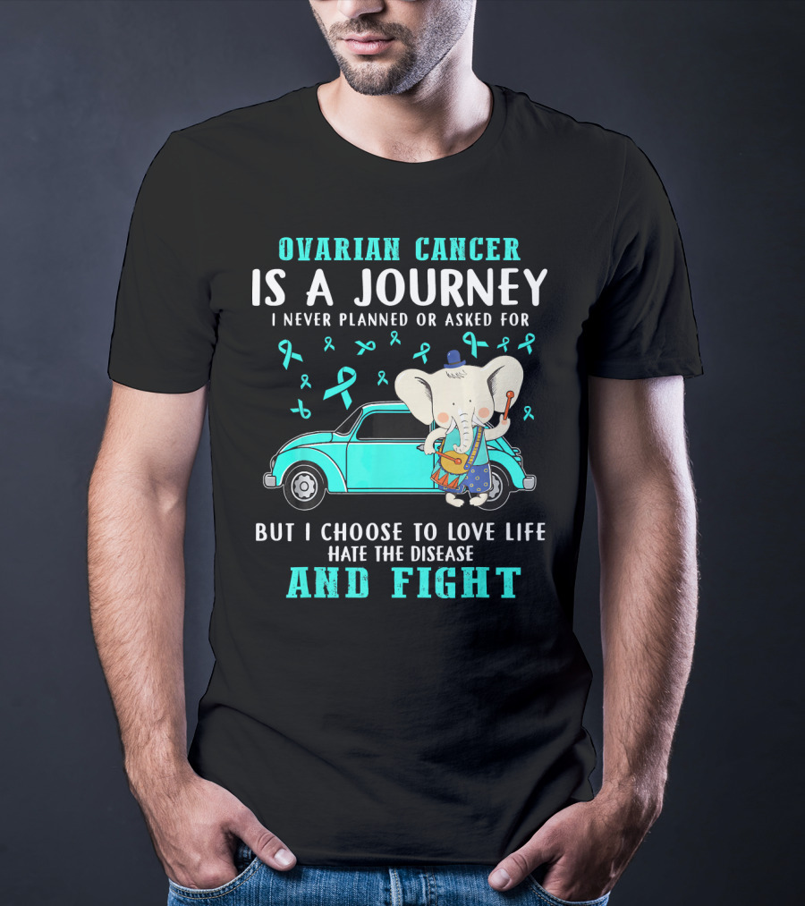 Ovarian Cancer Is A Journey I Never Planned Or Asked For But I Choose To Love Life Hate The Disease And Fight T-Shirt