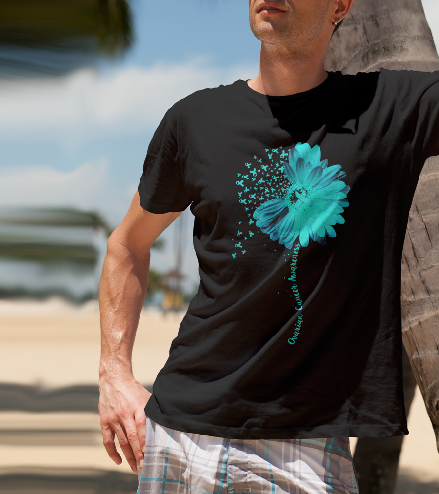 Ovarian Cancer Awareness Sunflower Ribbon Blossoms T-Shirt