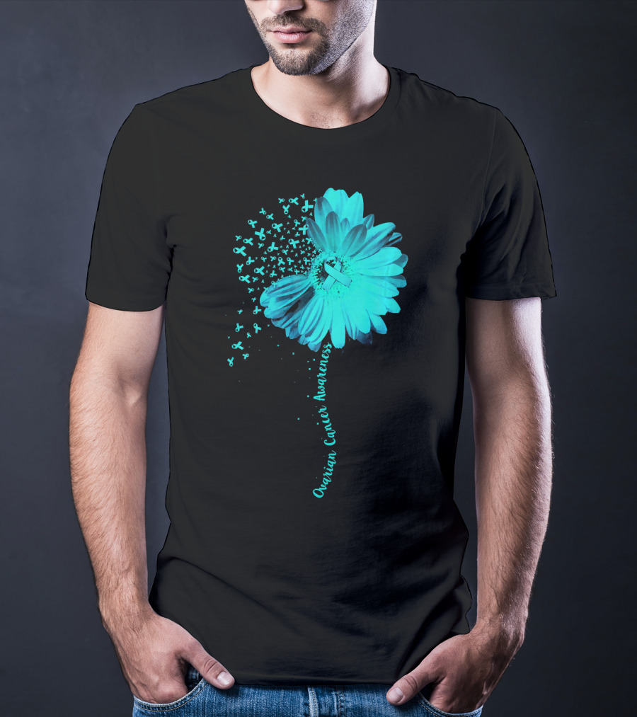 Ovarian Cancer Awareness Sunflower Ribbon Blossoms T-Shirt