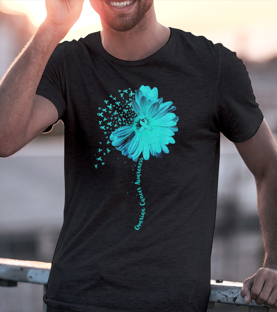 Ovarian Cancer Awareness Sunflower Ribbon Blossoms T-Shirt