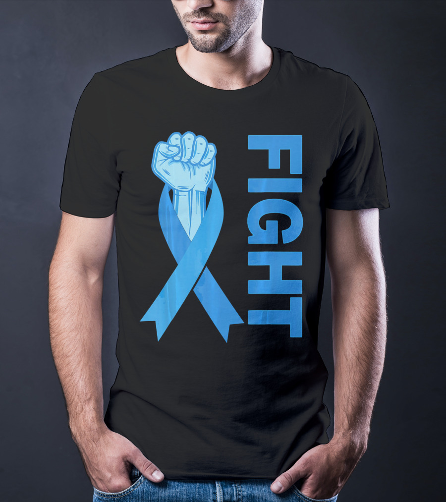 Fight Support Colon Cancer Awareness Rib Symbol Fist T-Shirt