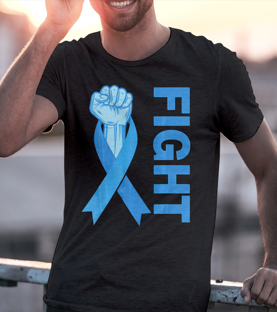 Fight Support Colon Cancer Awareness Rib Symbol Fist T-Shirt