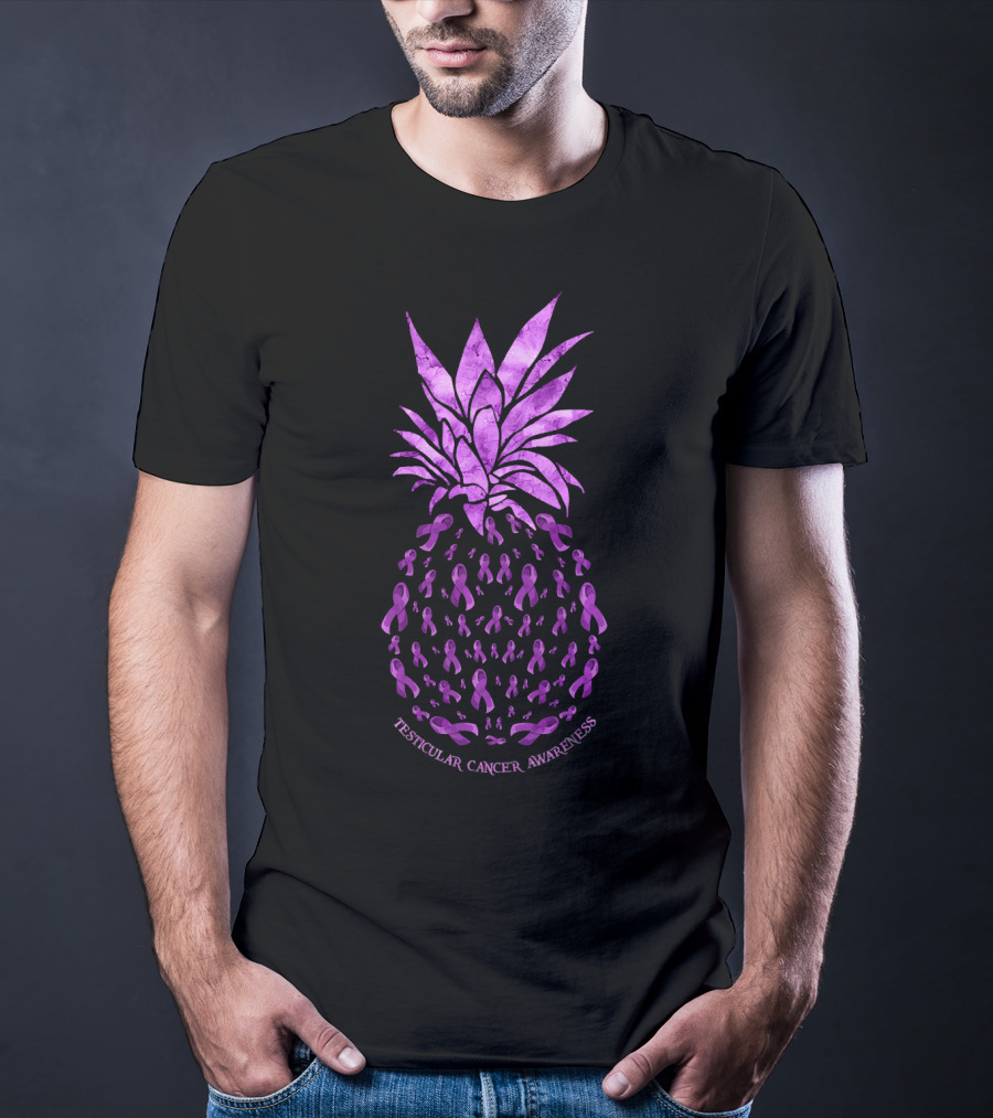 Pineapple With Purple Ribbons For Testicular Cancer Awareness T-Shirt