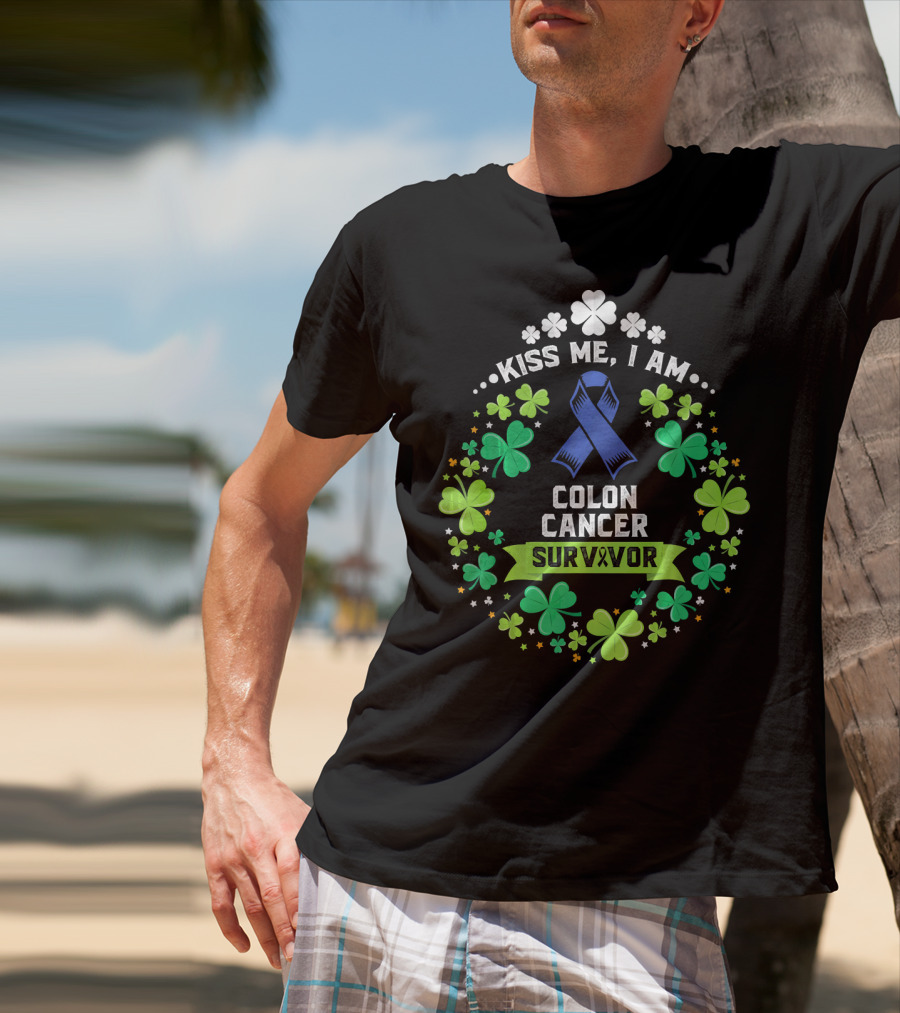 Kiss Me I Am Colon Cancer Survivor St. Patrick's Day Awareness T-Shirt