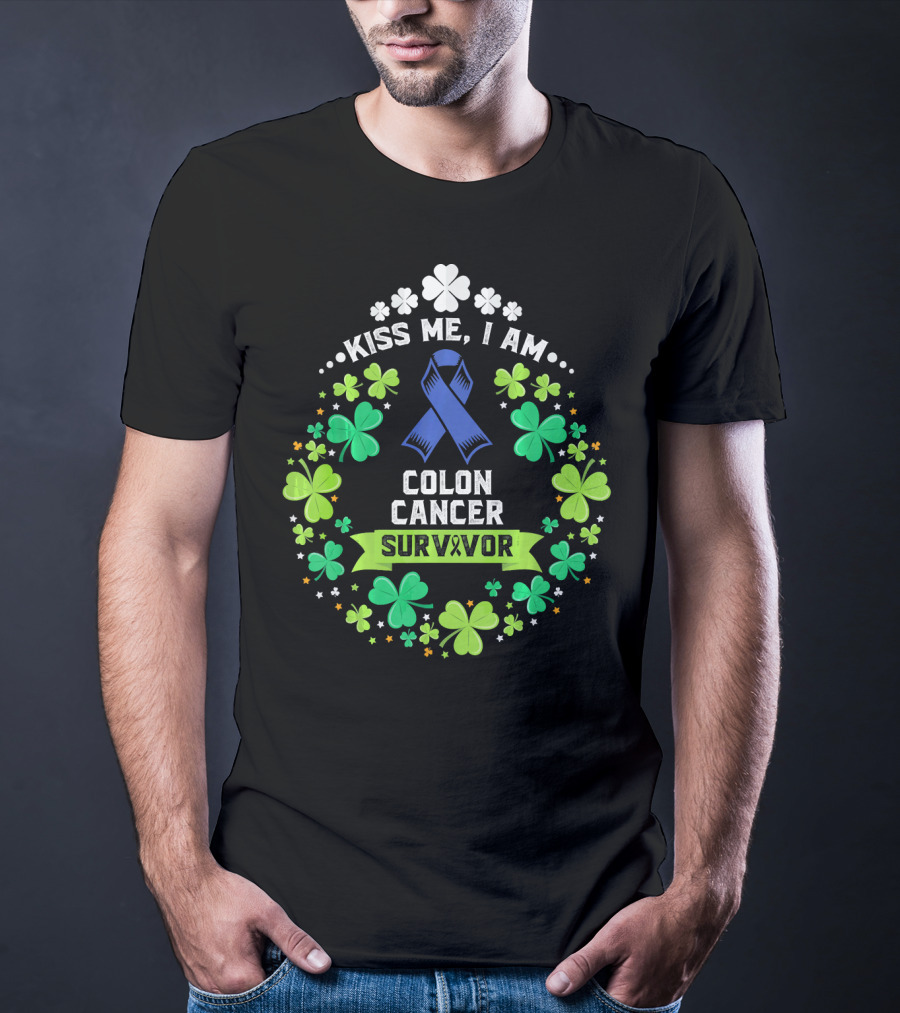 Kiss Me I Am Colon Cancer Survivor St. Patrick's Day Awareness T-Shirt