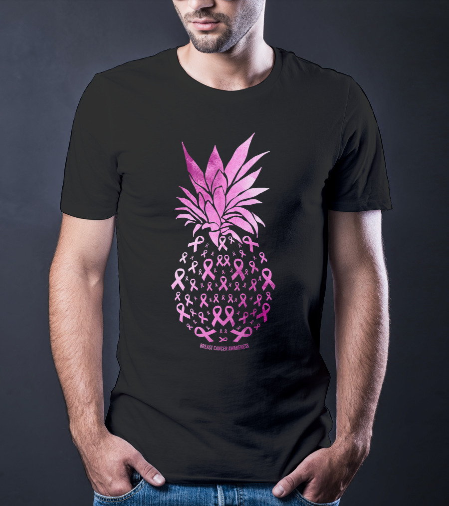 Be A Pineapple Stand Tall Breast Cancer Awareness Pink Ribbons T-Shirt