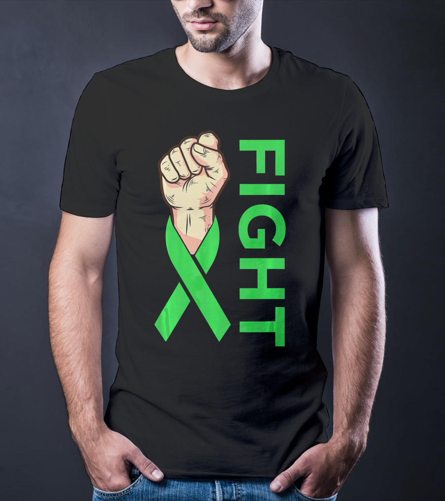 Fist Fight Bile Duct Cancer Green Ribbon Gallbladder T-Shirt