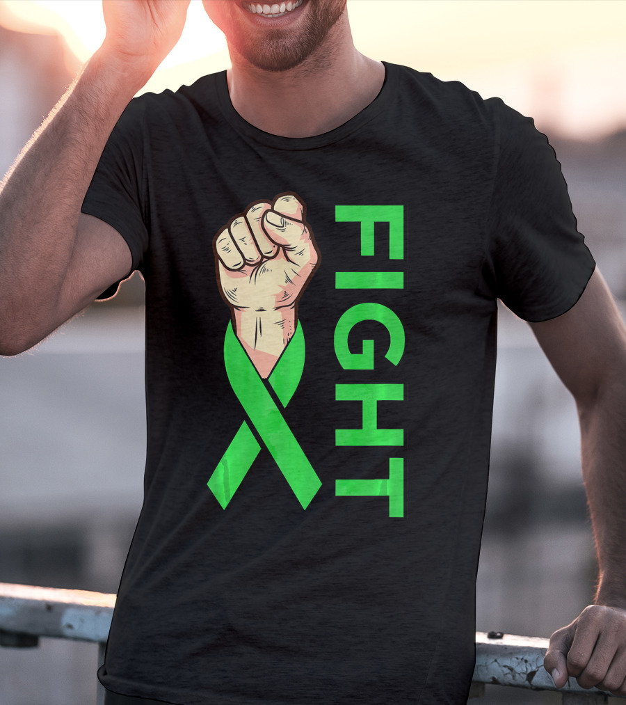 Fist Fight Bile Duct Cancer Green Ribbon Gallbladder T-Shirt
