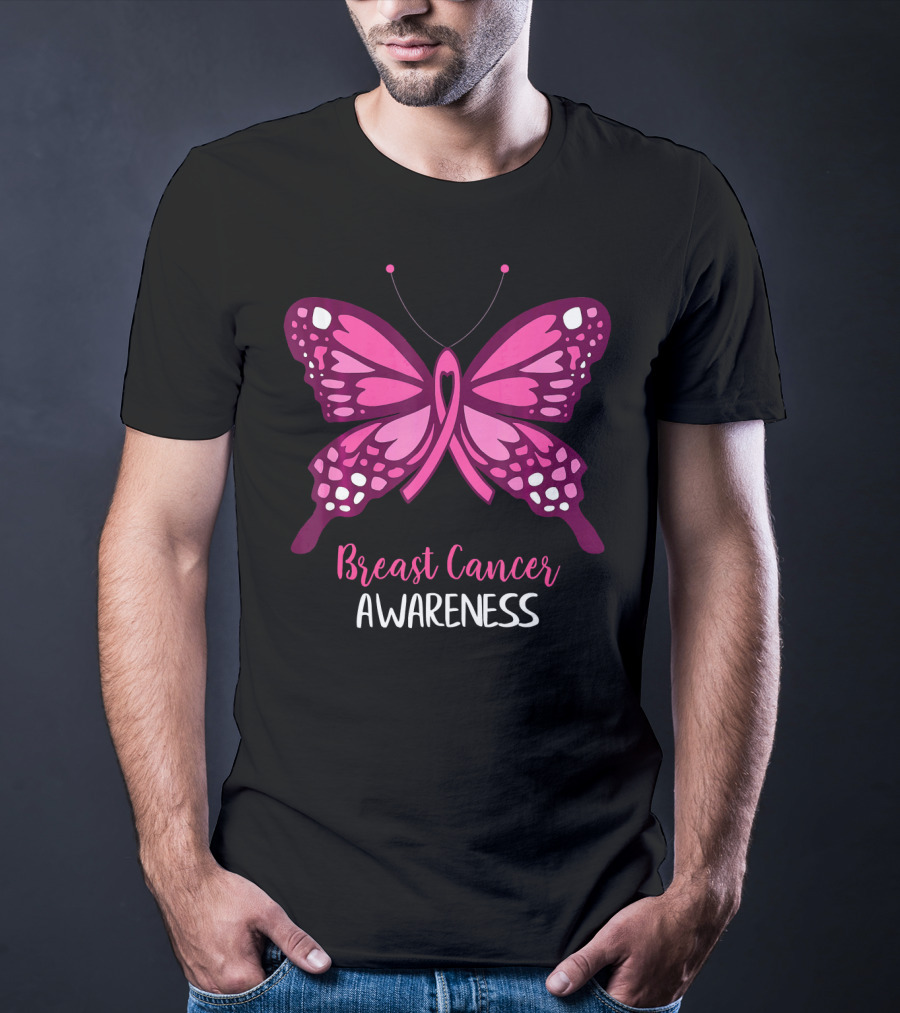 Breast Cancer Awareness Pink Butterfly T-Shirt