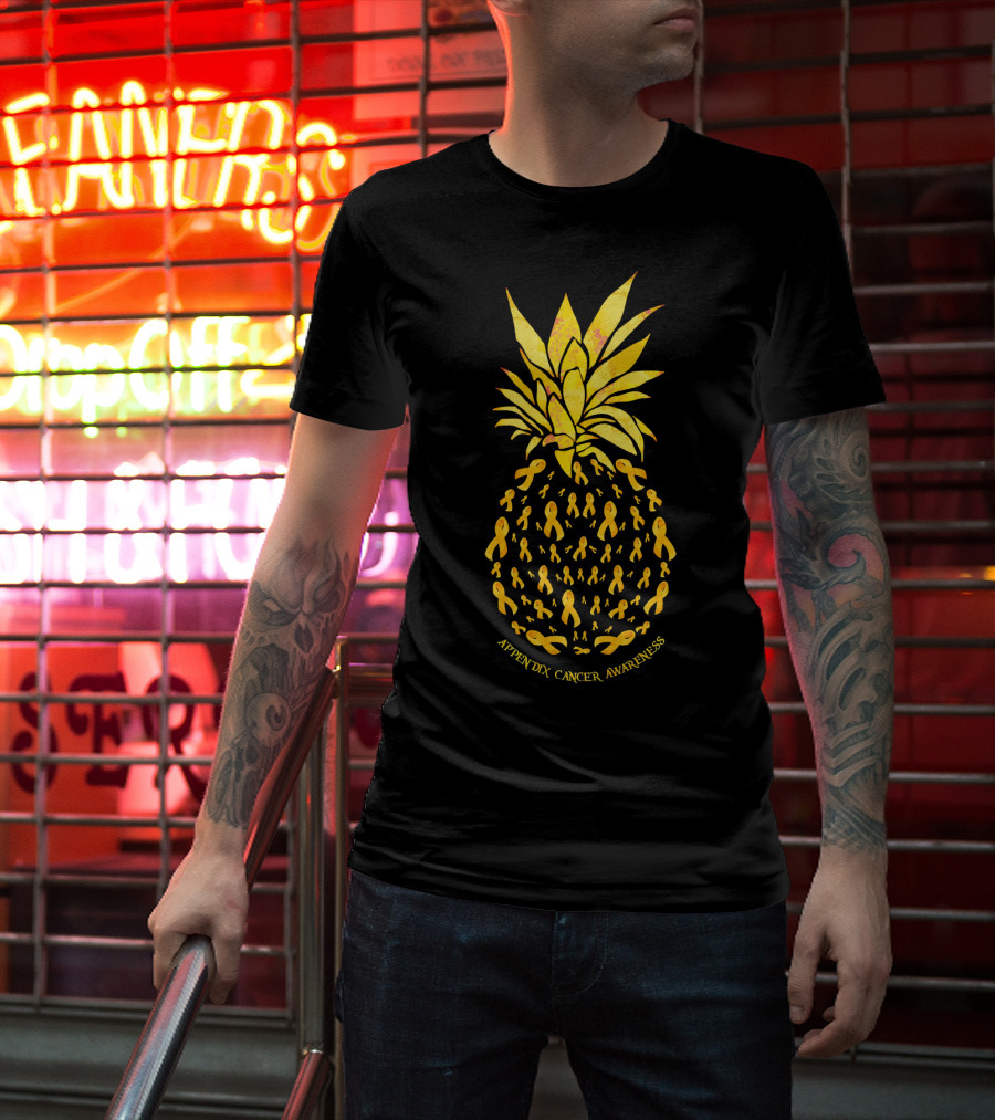 Pineapple Appendix Cancer Awareness Yellow Ribbons T-Shirt