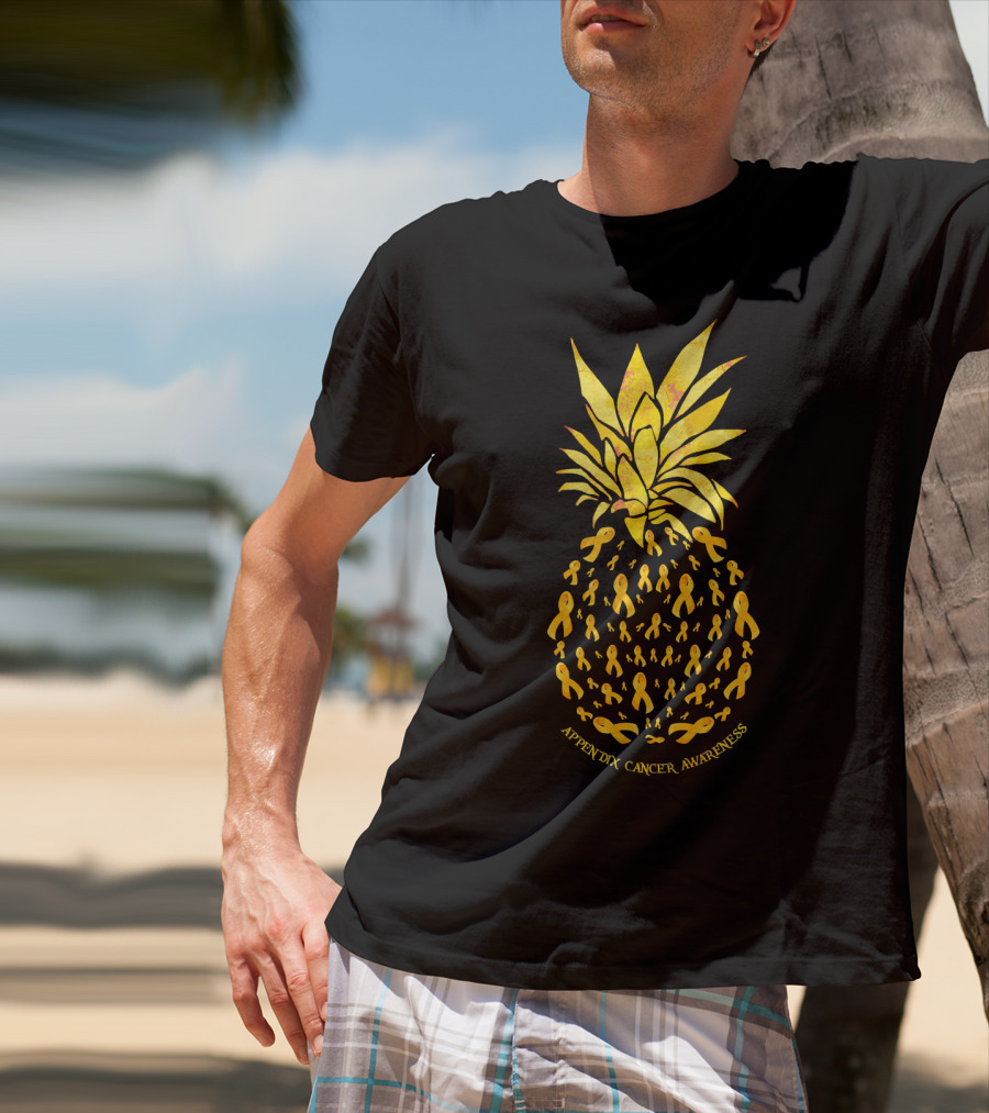 Pineapple Appendix Cancer Awareness Yellow Ribbons T-Shirt