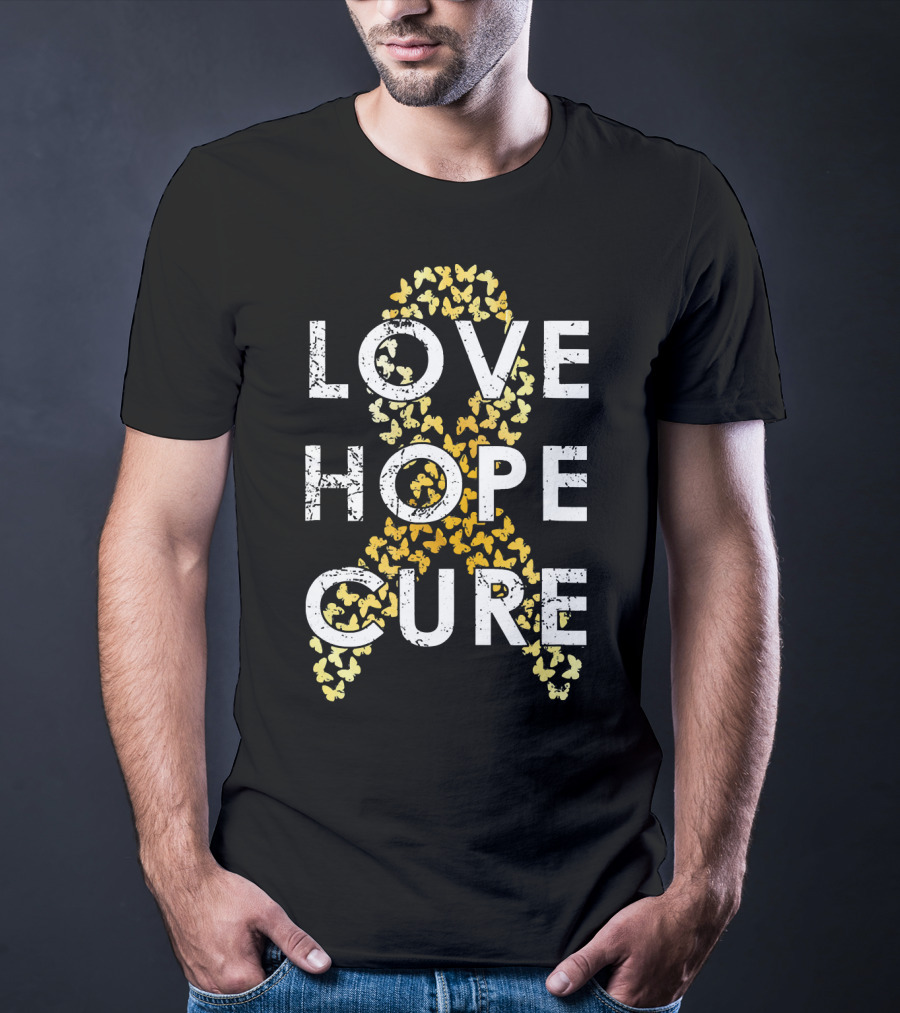 Childhood Cancer Awareness Love Hope Cure Butterflies T-Shirt
