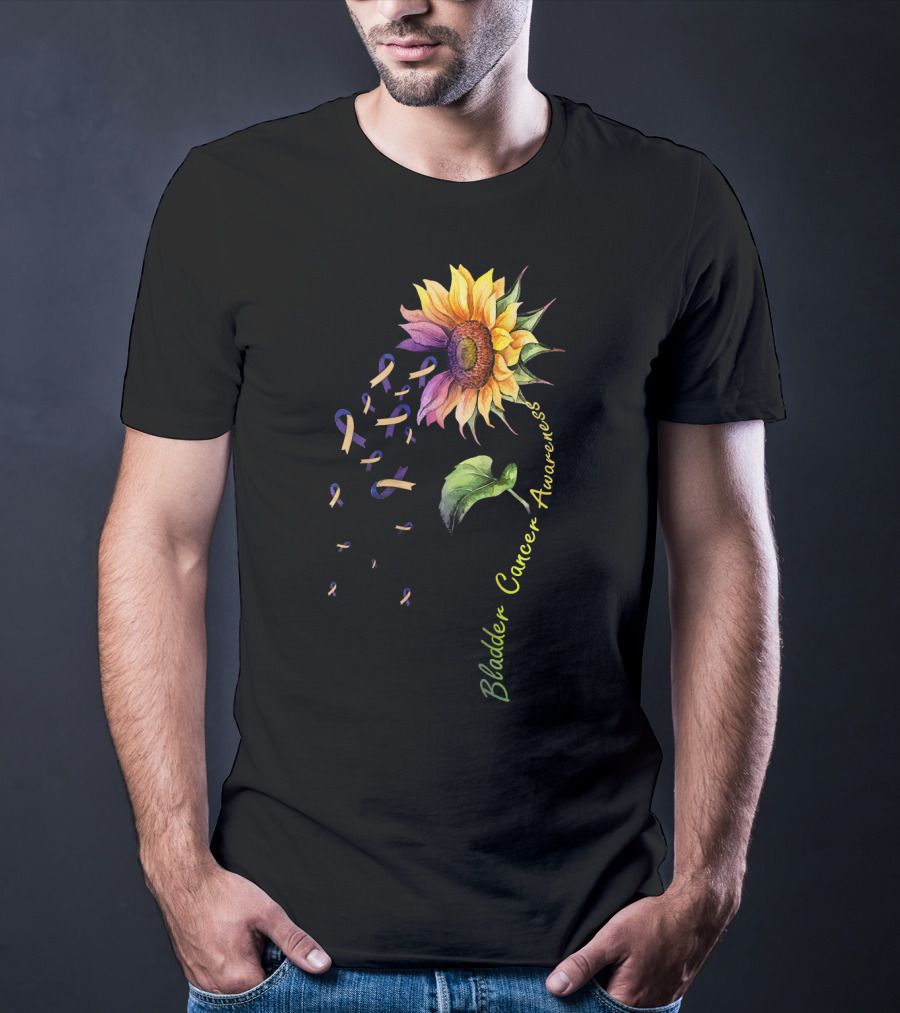 Bladder Cancer Awareness Sunflower Ribbon T-Shirt
