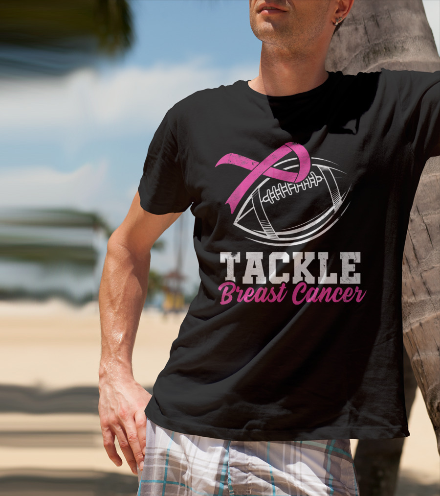 Tackle Breast Cancer Football Awareness Pink T-Shirt