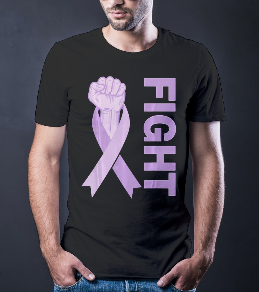 Fight Testicular Cancer Purple Ribbon Fist T-Shirt
