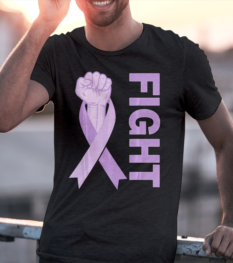 Fight Testicular Cancer Purple Ribbon Fist T-Shirt