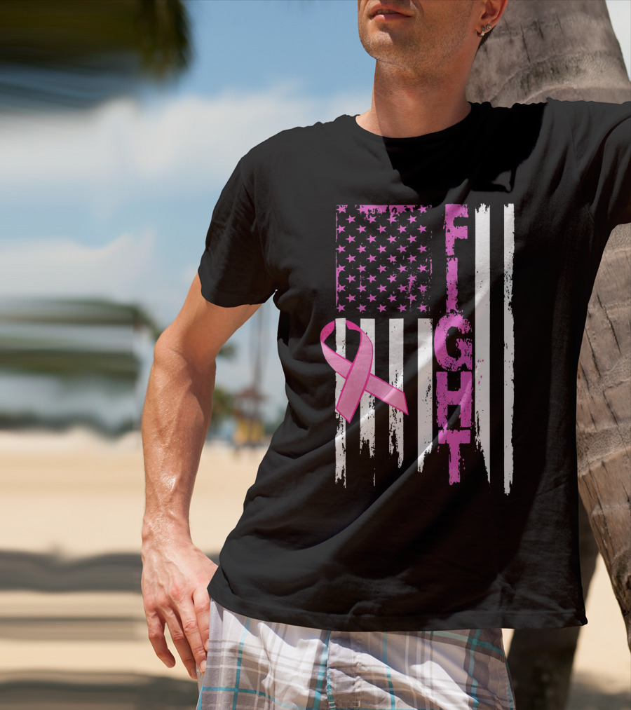 Fight Pink Ribbon Relay For Life Day Flag T-Shirt