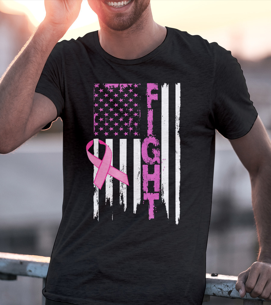 Fight Pink Ribbon Relay For Life Day Flag T-Shirt