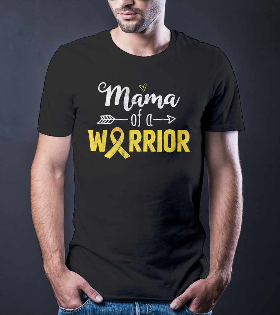 Mama Of A Warrior Childhood Cancer Awareness Yellow T-Shirt