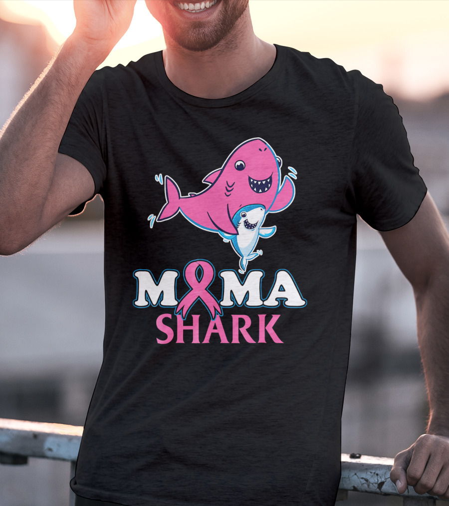 Mama Shark Breast Cancer Awareness Pink T-Shirt