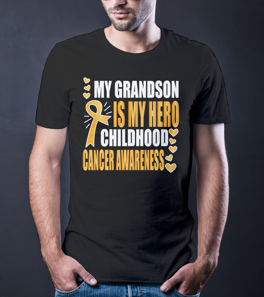 My Grandson Is My Hero Childhood Cancer Awareness T-Shirt