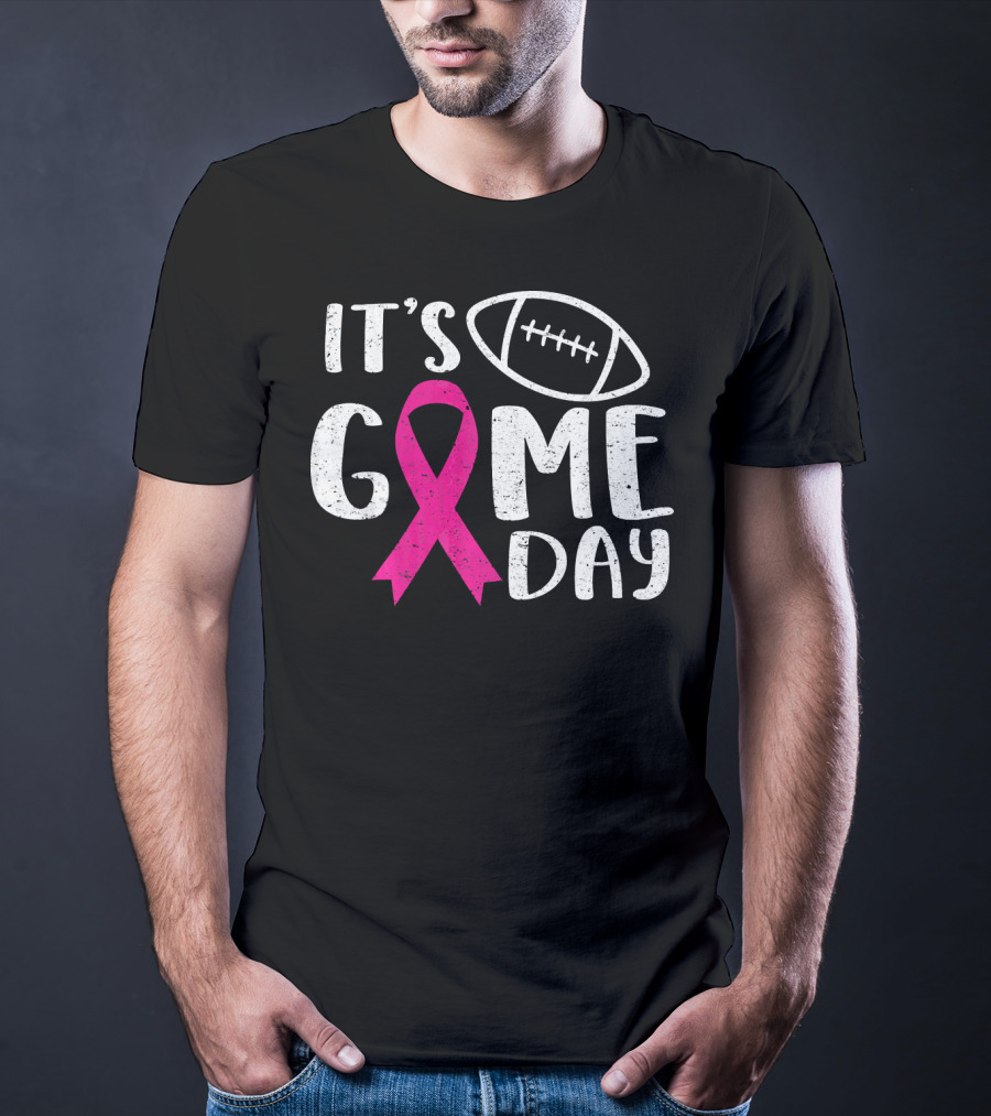 It's Game Day Breast Cancer Awareness Football Pink T-Shirt