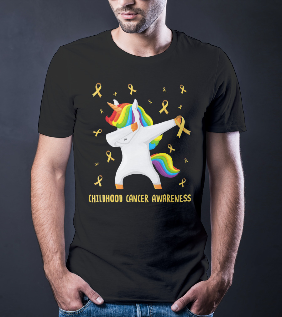 Childhood Cancer Awareness Unicorn Rainbow Ribbons T-Shirt